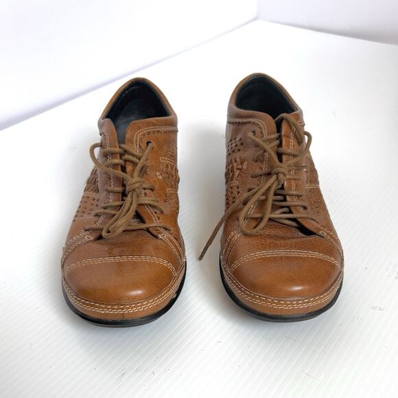 Aetrex Diana #EL71W Women's Brown Leather Perforated Oxford US 7 EU 38 Lace Up - Picture 1 of 7